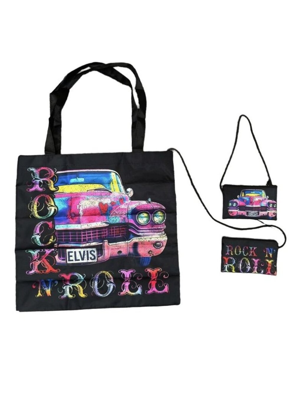 New Rock and Roll Pink Cadillac Elvis Presley Reusable Shopping Bag Tote 15x15